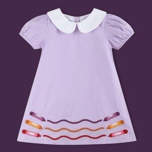 Size 3T Lil Cactus Dress‎ Lined Purple Crayons Back To School